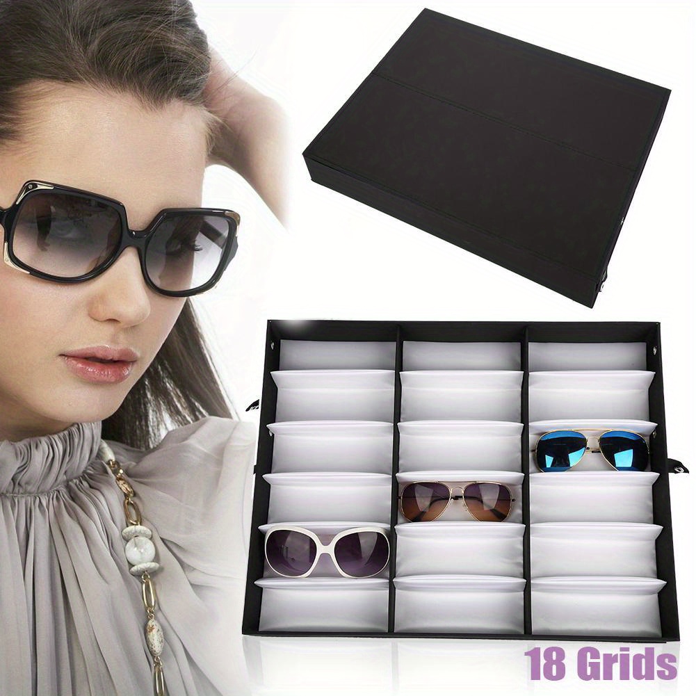 

18 Grids Glasses Display Case Sunglasses Storage Box Organizer Glasses Jewelry Display Box