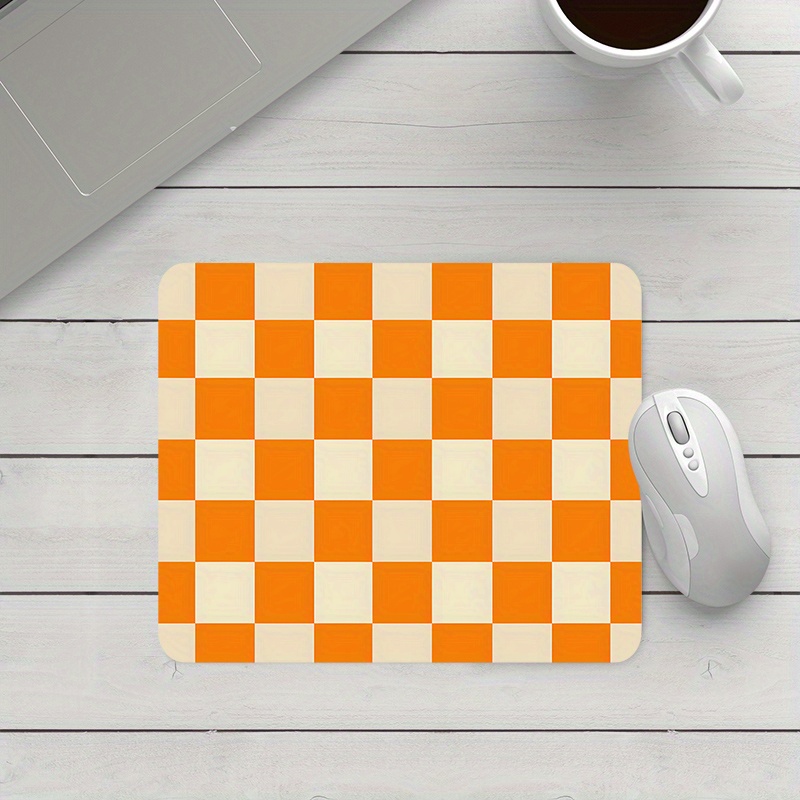 

1pc Non-slip Rubber Mouse Pad With Orange Checkerboard Pattern - Durable, Comfortable Gaming & Office Desk Mat For Computers, Laptops - Ideal Gift For Gamers & Professionals