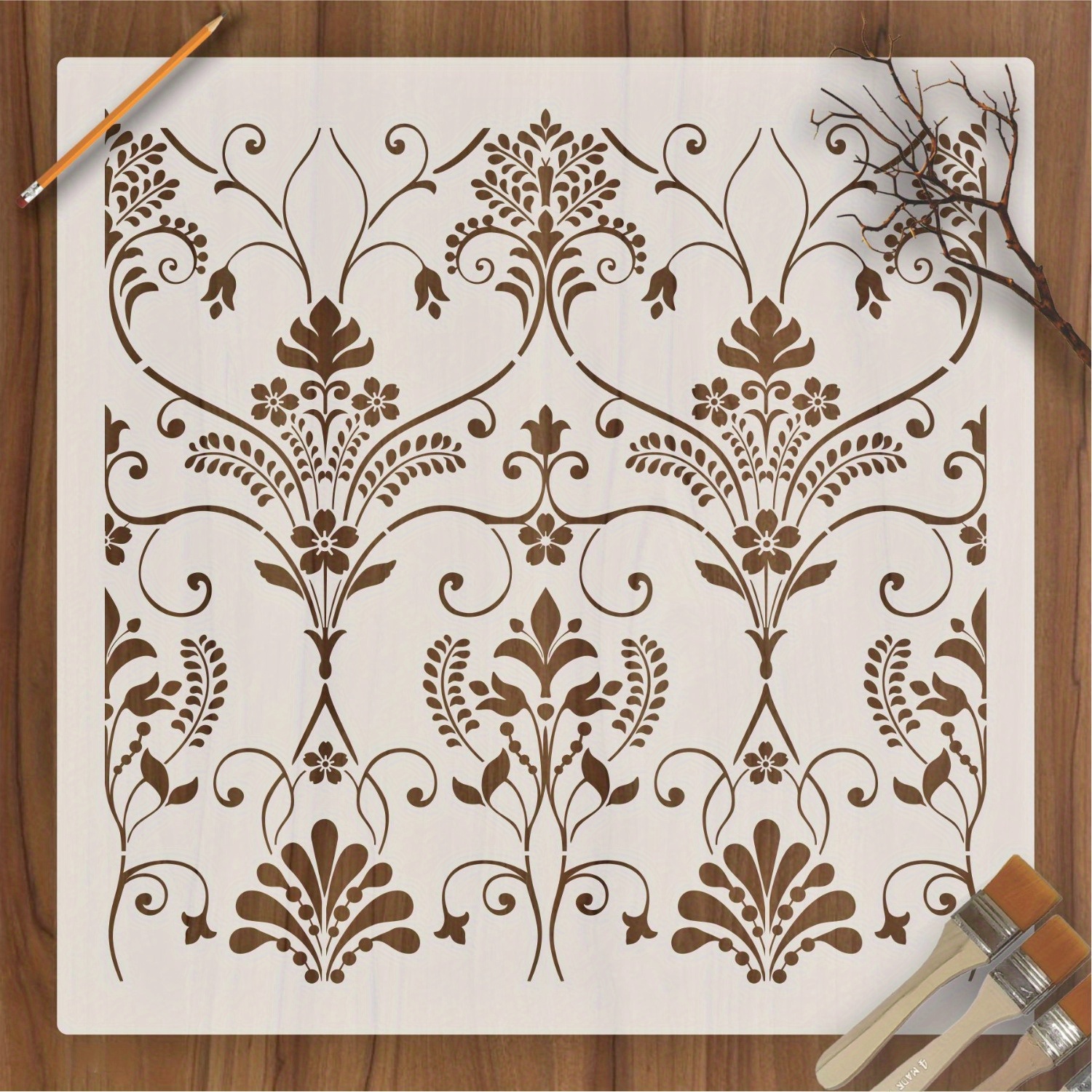 

Floral Stencil Set For Diy Wall Art, Home Decor, And Canvas Crafts - Reusable Plastic Templates For Painting And Decoration