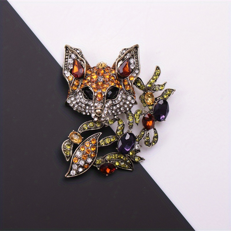 

- Fox Brooch Rhinestones - Unique Pin For & Jackets