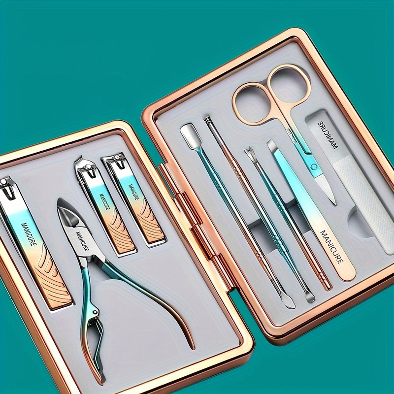 

Modern Manicure & Pedicure Nail Clippers Set With Portable Travel Case, Stainless Steel Professional Grooming Kit, Includes Clippers & Cuticle Nippers Cutter Kit