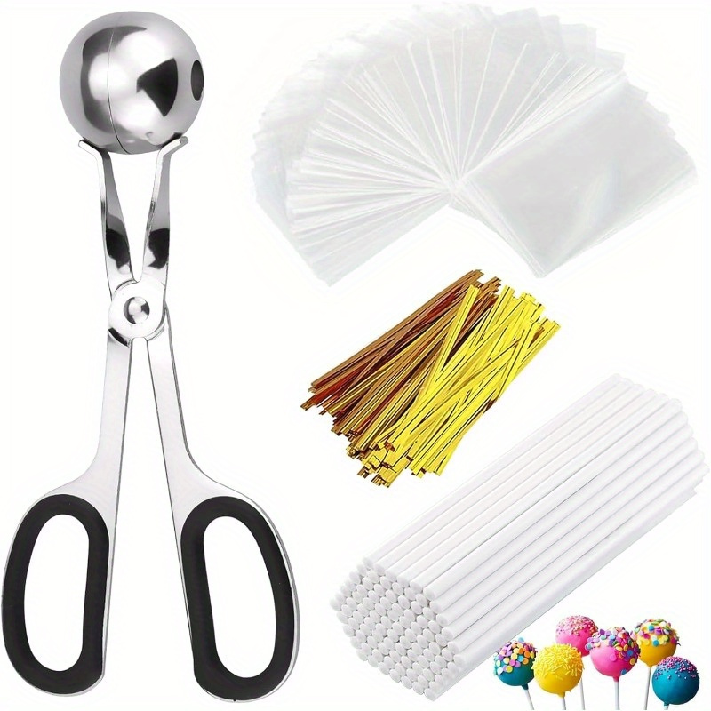 

Lollipop Cake Jumping Candy Packaging Bag Set, Lollipop Cake Snack Bag Set, Including 100 Cake Lollipop Sticks, 100 Wrapping Bags, 100 Twists, And 1 Cake Lollipop Mold, Cake Lollipop Making Tools