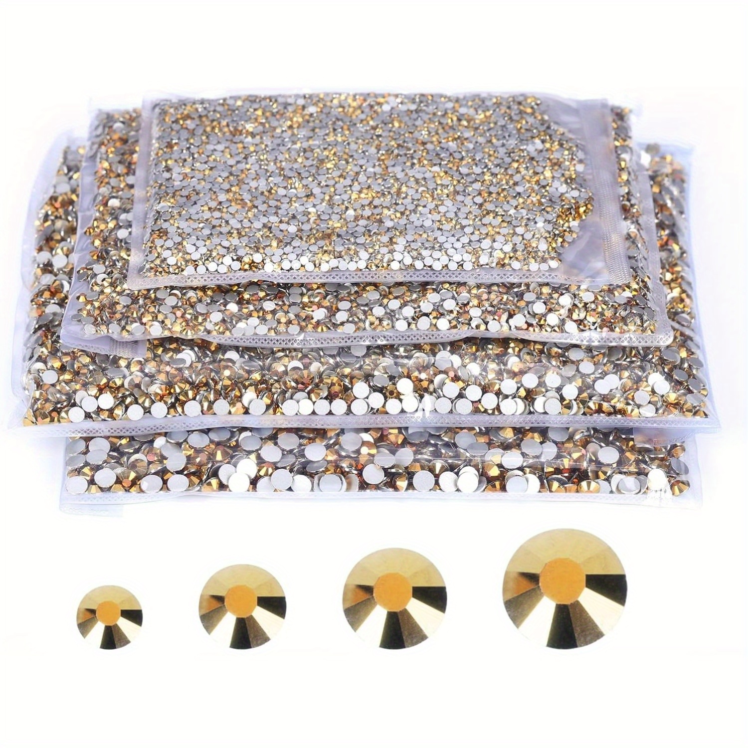 TEMU 4 Sacs de Strass 10000pcs Strass Transparents , 15 Couleurs de Strass 2 3 4 5Mm Dos Plat Artificielle de Cristal Rondes 40G