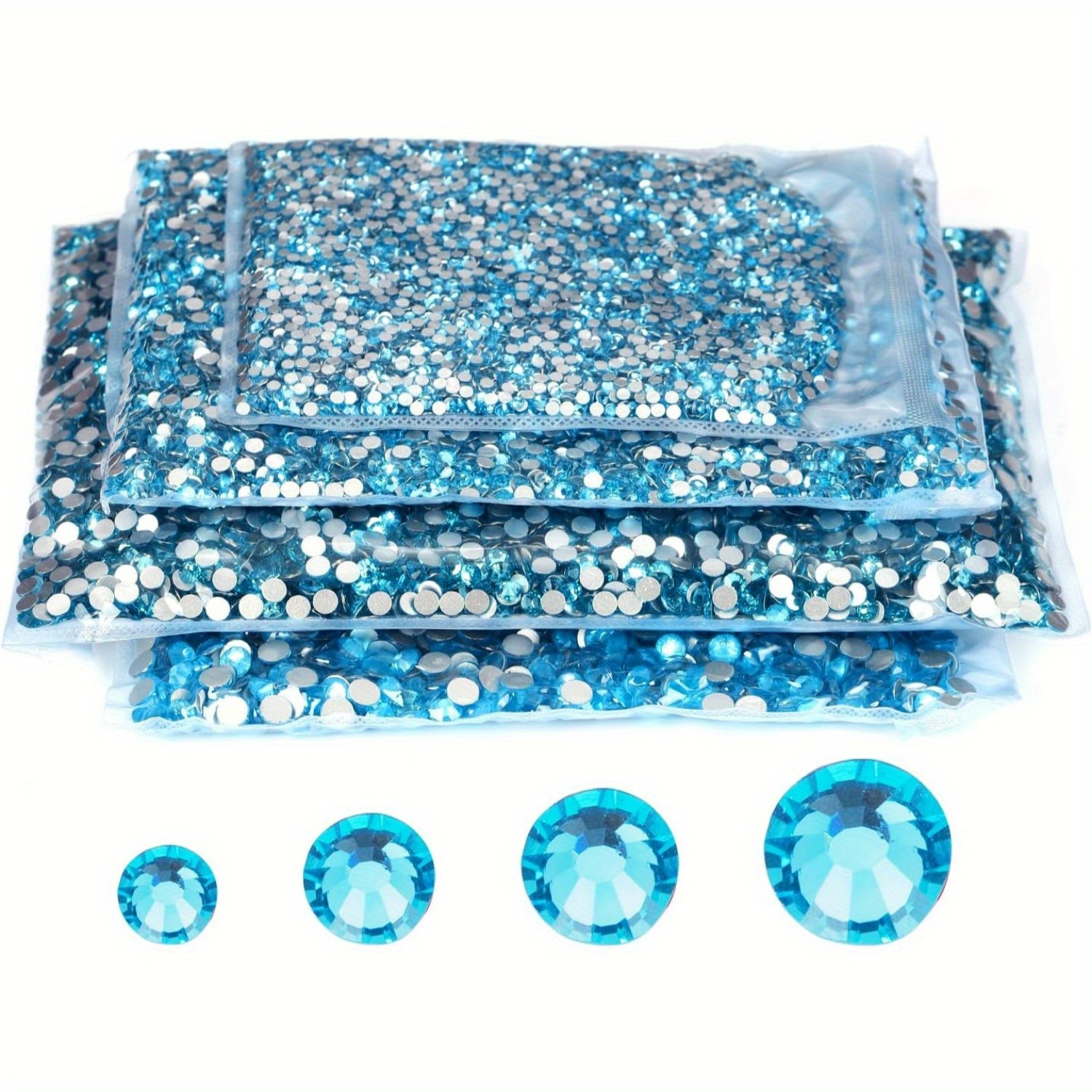 

4 Sac de Rhinestones Assortis - 10000 PCS de Rhinestones Transparentes dans 15 Couleurs, 2-5mm Pierres de Verre Cristal à Dos Plat, Pierres Précieuses Rondes - 40g