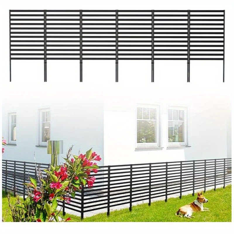 

12 Panels Outdoor Privacy Screen Decorative Garden Fence With Heavy Duty Stakes, Metal Air Conditioner Fence Outdoor Dog Fence Border For Landscape Patio Yard