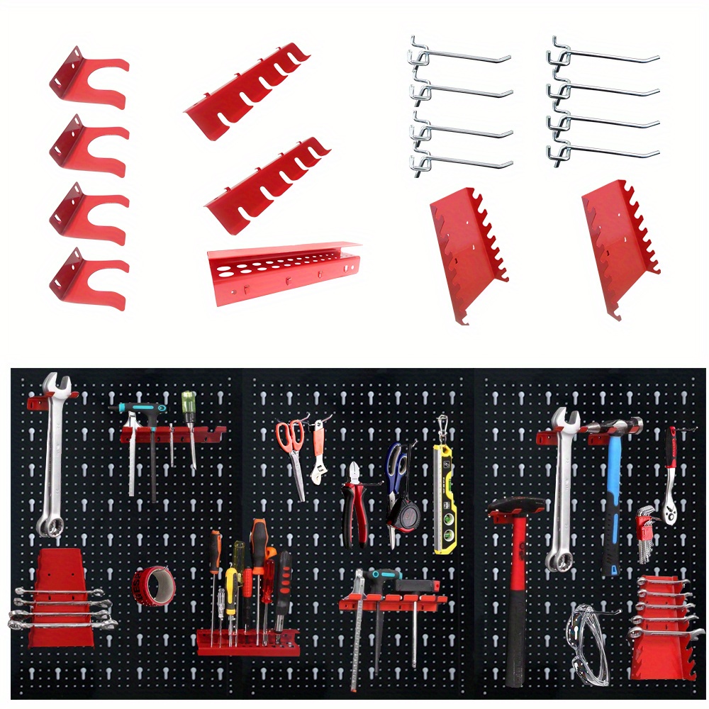 Tool Hole Wall Made Of Metal, Tool Wall Set With Hook Assortment, 120x60x2cm, Perforated Wall Black Tool Rack With 17 Hooks, Pegboard Tool Holder For Workbenches