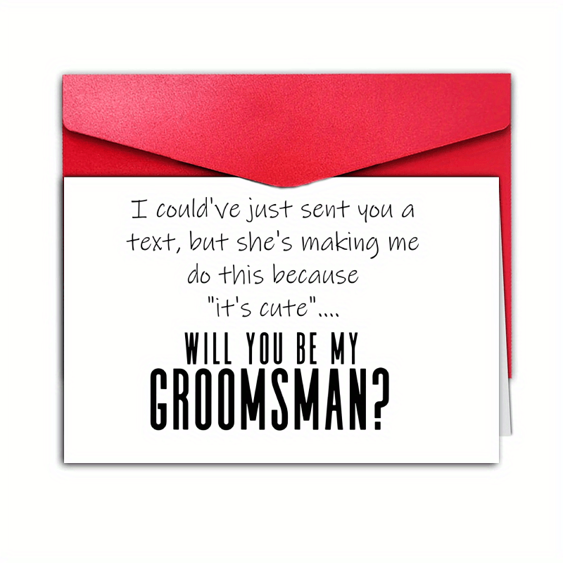 

1pc Groomsman Proposal Greeting Card - Wedding Party Invitation With Envelope, Fun Cartoon Design, Paper Card For Any Recipient, Memorable Anime-themed Christmas Best Friend Gift