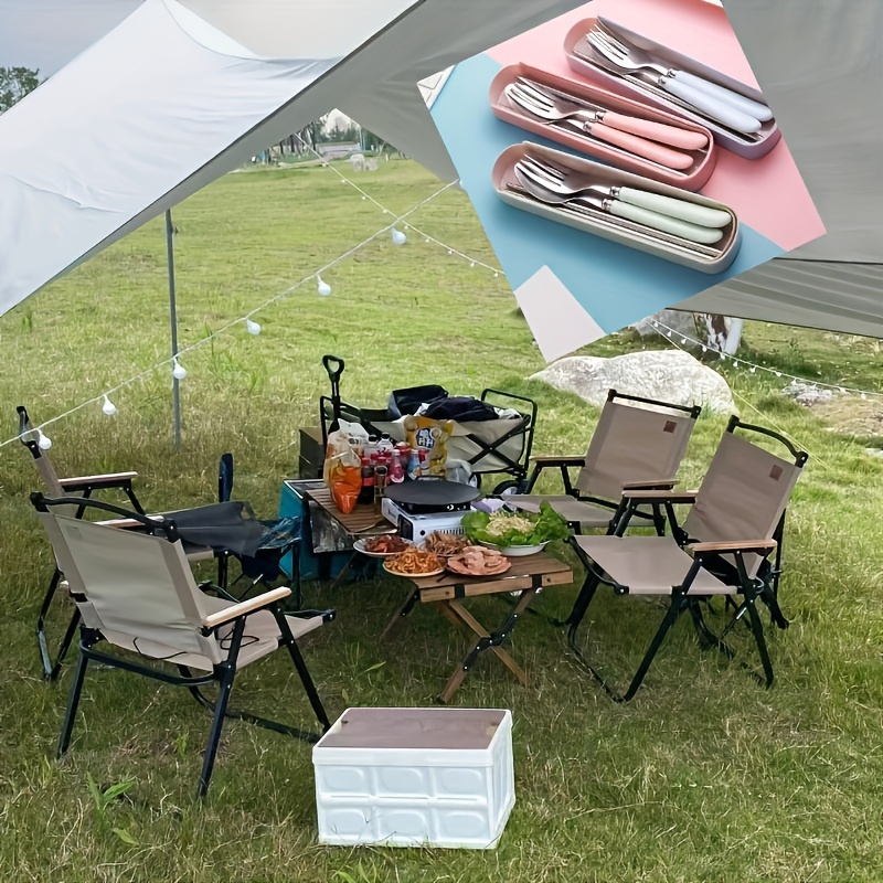 polishing stainless steel portable cutlery set with storage box   daily use of picnic camping and camping cookware Product details 0