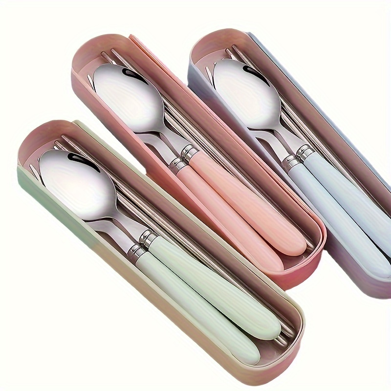 polishing stainless steel portable cutlery set with storage box   daily use of picnic camping and camping cookware Product details 4