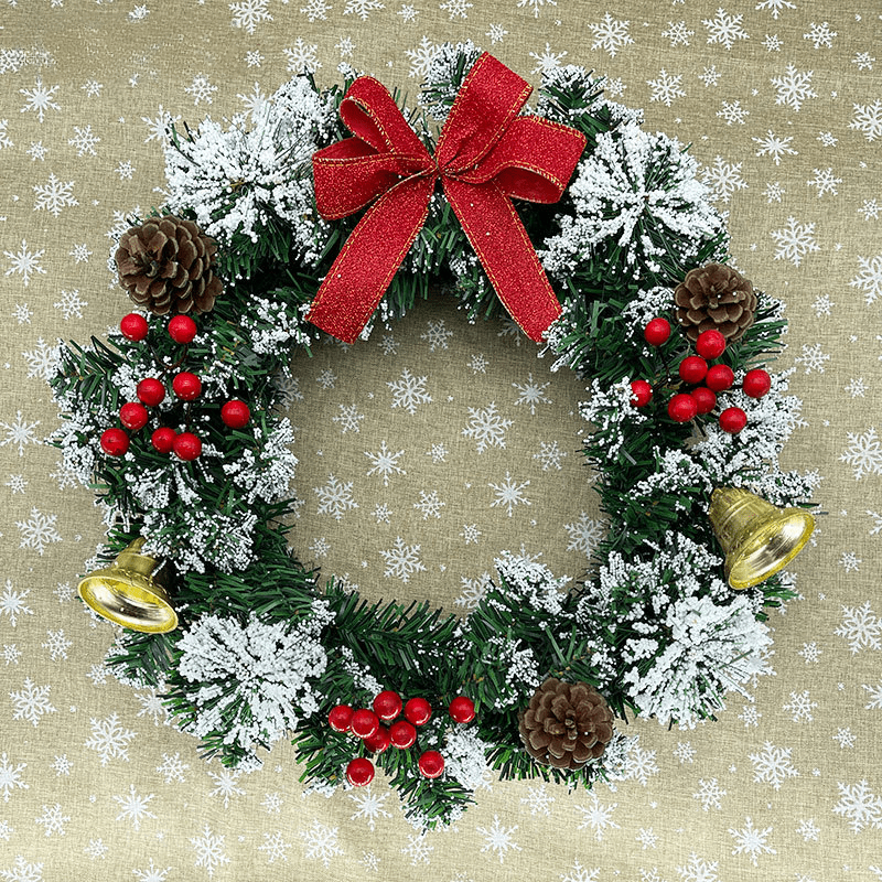 

Handcrafted Christmas Wreath With Lifelike Mushrooms & Red Berries - Door, Wall, Or Window Decor