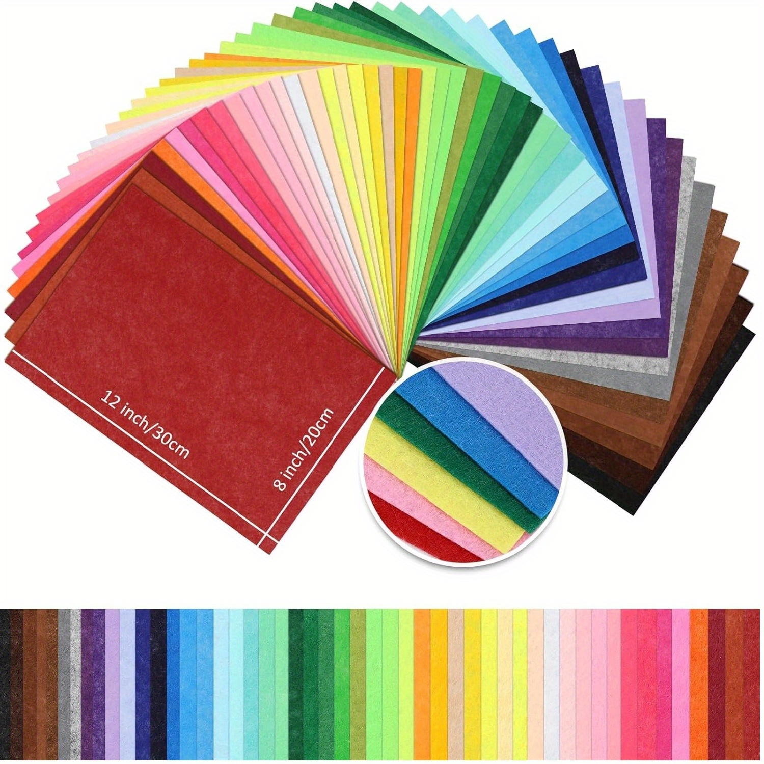 E-shop 50 Stück weiche Filzstoffblätter in verschiedenen Farben - 12" & 8" vorgeschnitten für DIY-Bastelarbeiten, Patchwork, Nähprojekte &