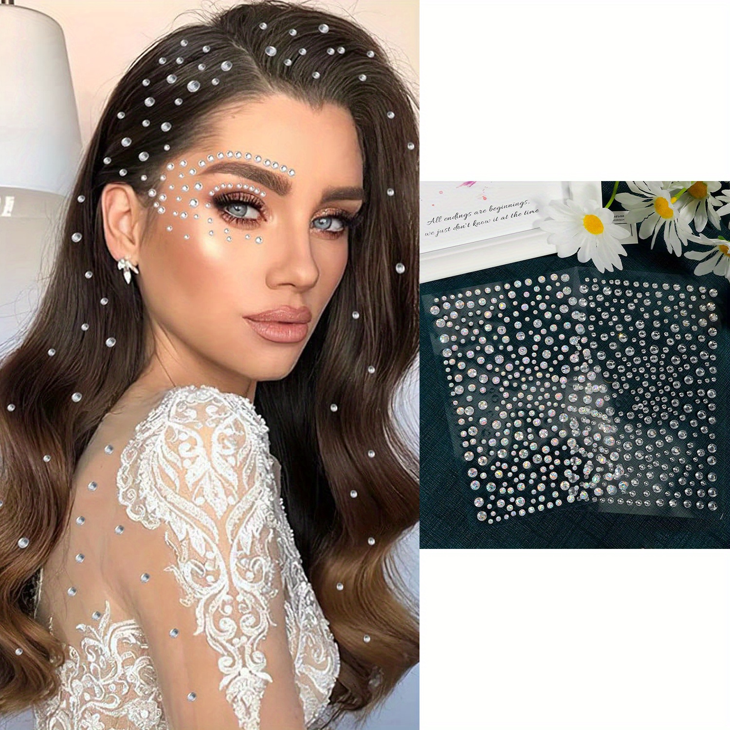 

650pcs Autocollants en Strass, Bijoux pour Cheveux à Coller, Strass Brillants Transparents pour Visage, Autocollants en Diamant pour Maquillage, Vêtements, Chaussures et Loisirs Créatifs DIY