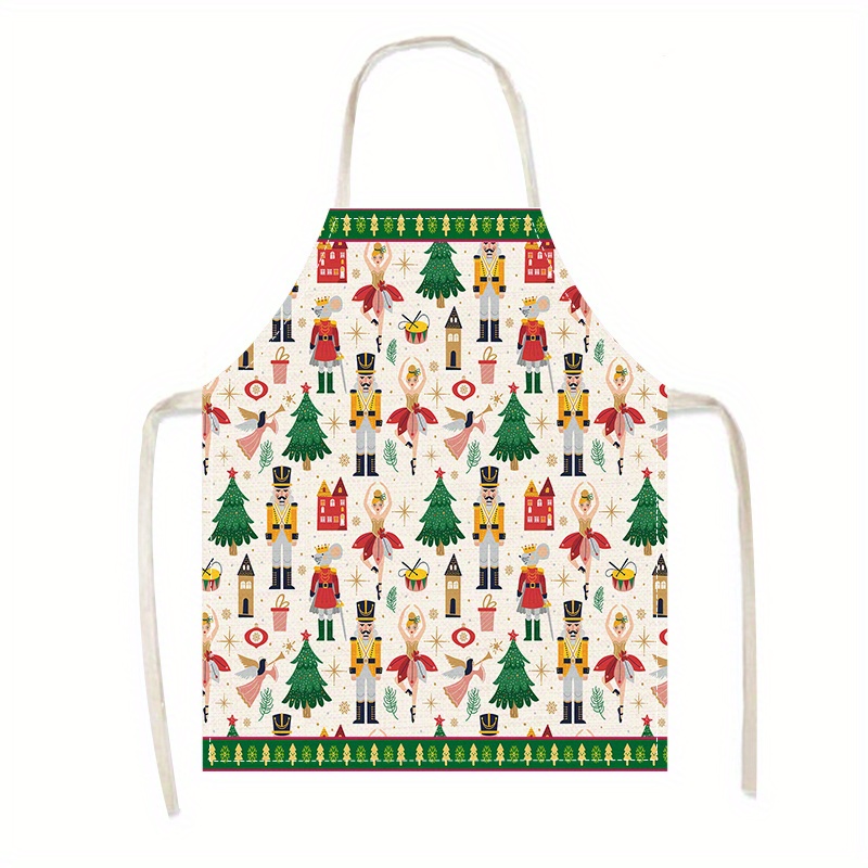 

Christmas-themed Linen Kitchen Apron - Print, Stain-resistant Cooking & Baking Apron For Men And Women