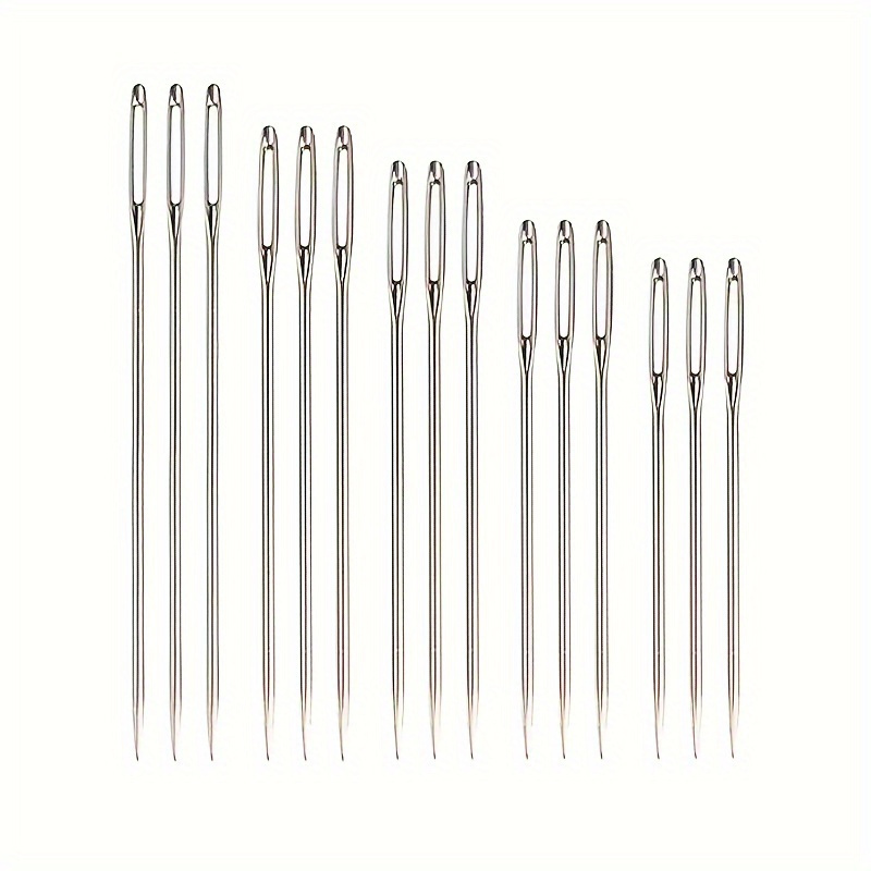 15pcs Random Size Of Large Eye Hand Sewing Needles Suitable For Cross Stitch, Faux Leather, Ribbon Embroidery, And Thick Wool Sweaters