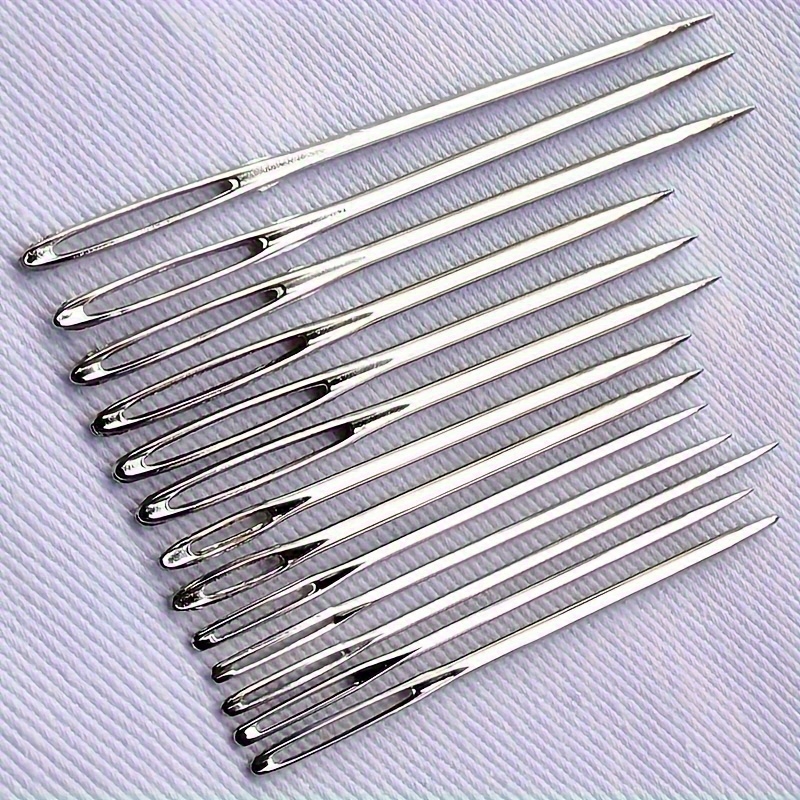 

15pcs Hand Sewing Needles Set - Silvery, Ideal For Stitch, Faux Leather & Ribbon Embroidery, Wool