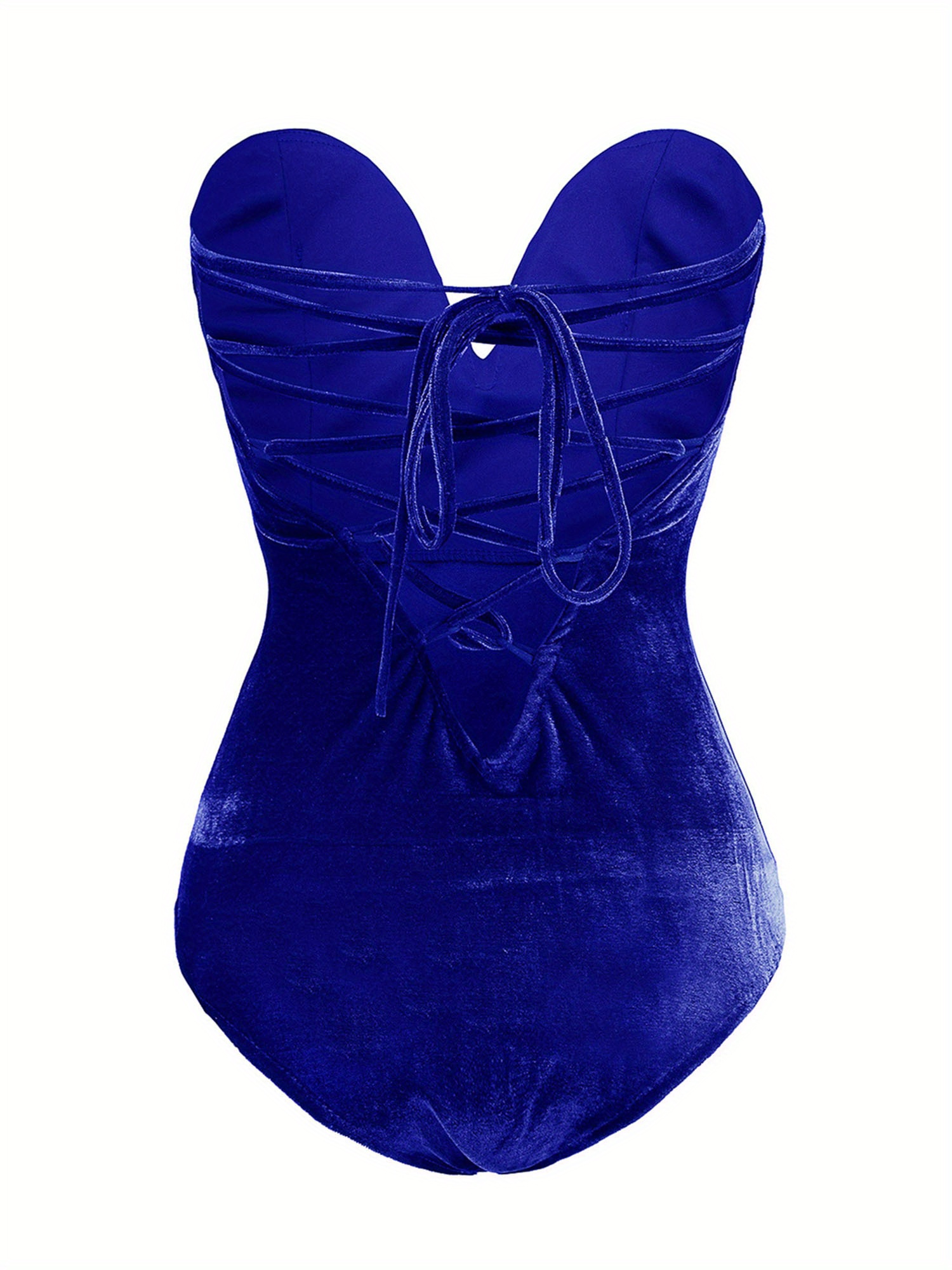 womens strapless bodysuit sexy deep v neck cross back velvet Temu