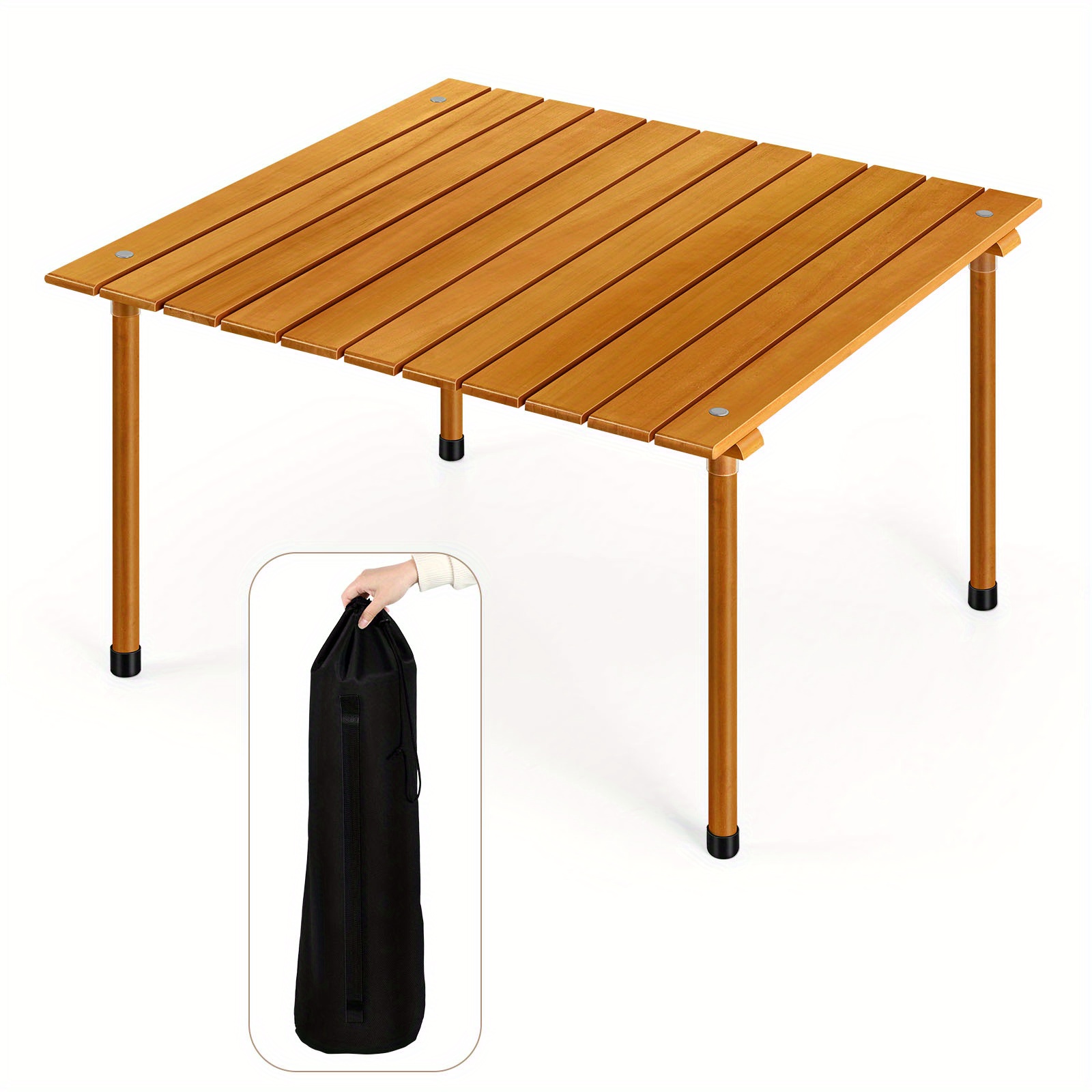 

Dining Table, Outdoor Rectangle Dining Table With Wood Desktop, And Umbrella Hole, Outdoor Entertaining, Deck