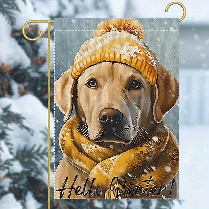 

Hello Winter Labrador Garden Flag, Double Sided Waterproof Polyester, No Electricity Required, Seasonal Yard Decoration, Durable Fade-resistant Burlap Material, 12x18 Inch, 1pc