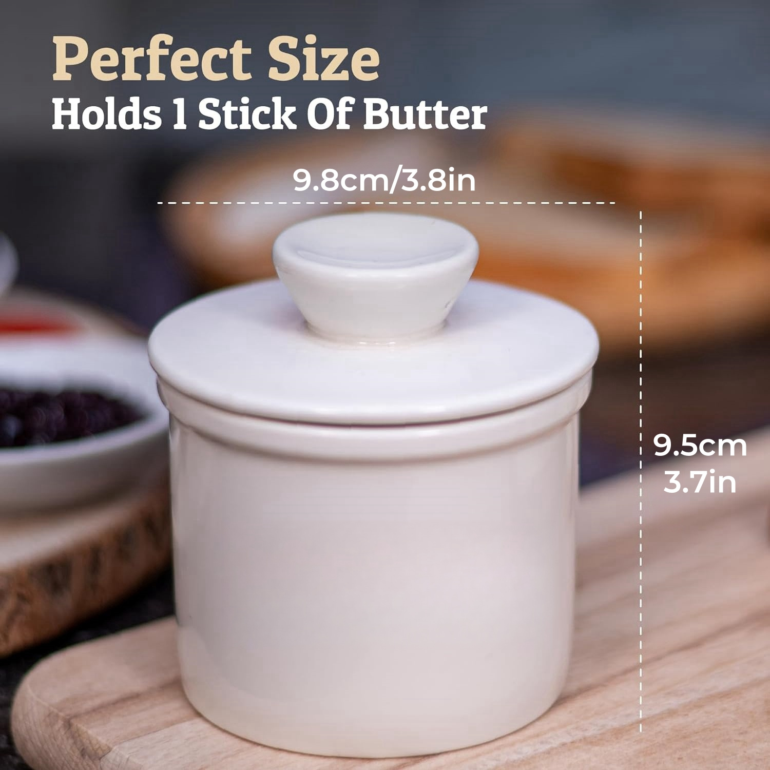 1pc Ceramic Butter Keeper Jar with Lid Airtight Butter Storage Container  to Keep Spreads Fresh, Sleek White for Kitchen Countertop