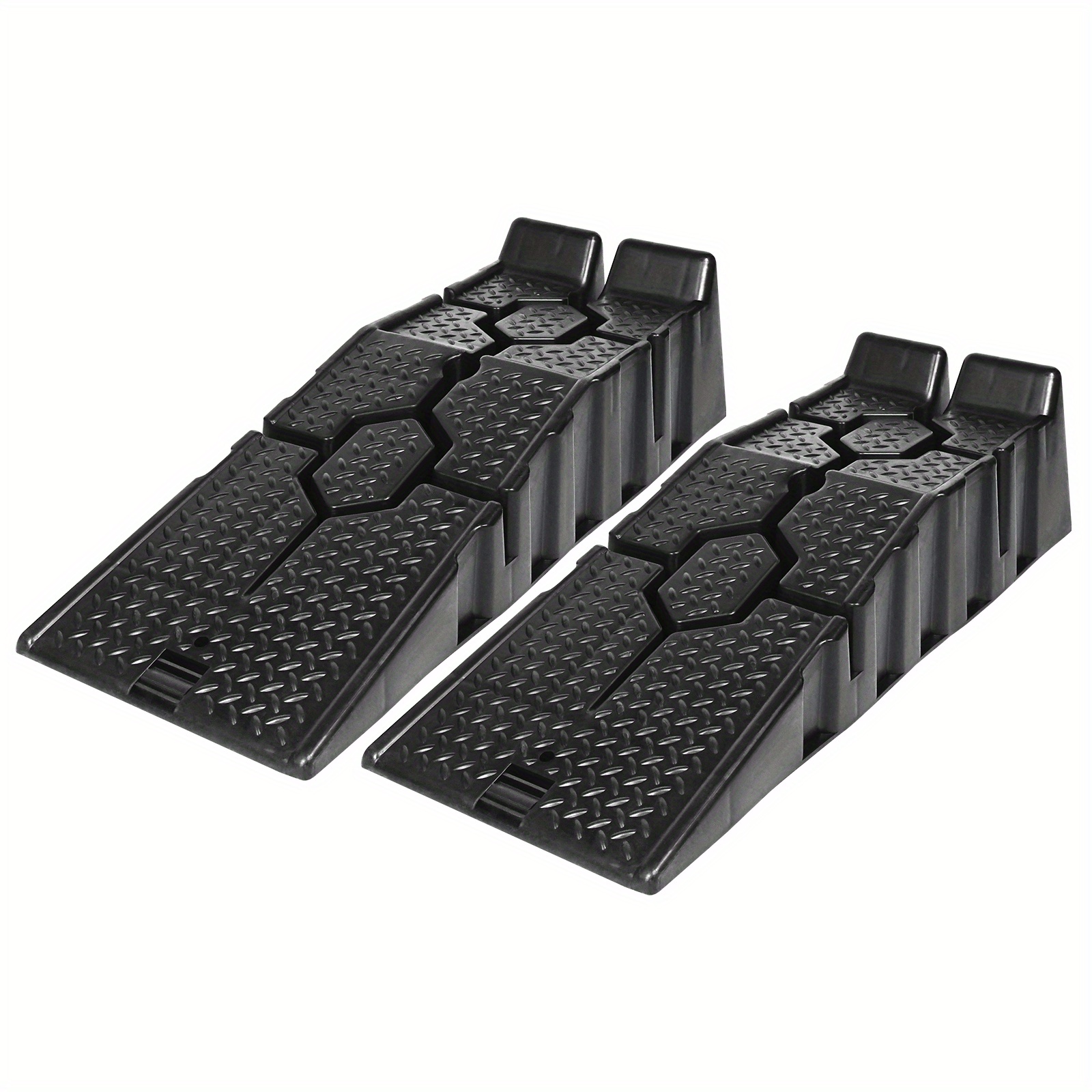 TEMU 2 Pieces Plastic Loading Ramps Black Car Ramps Heavy Duty Ramp Load Capacity 2. 5t With Override Protection Width Up To 330mm