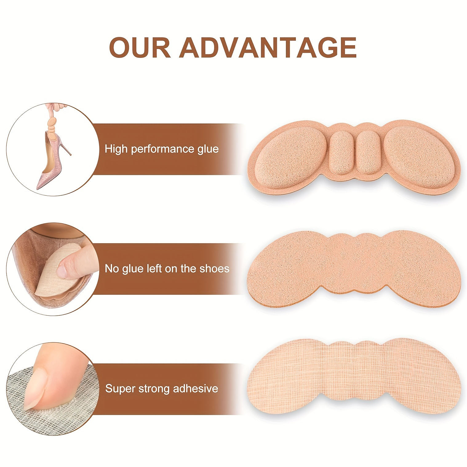 6pcs butterfly heel cushion pads anti slip fit shoe inserts for women men prevents and heel slippage breathable memory foam insoles 4 7 x 1 97 details 4