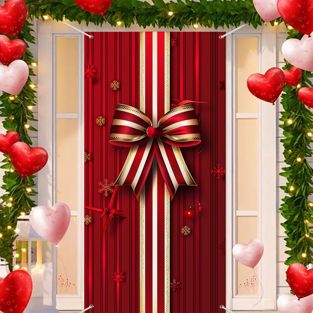 

Christmas Door Cover - 35.4" X " Polyester Holiday Decoration With Gift , No Power Needed, Outdoor & Indoor Use