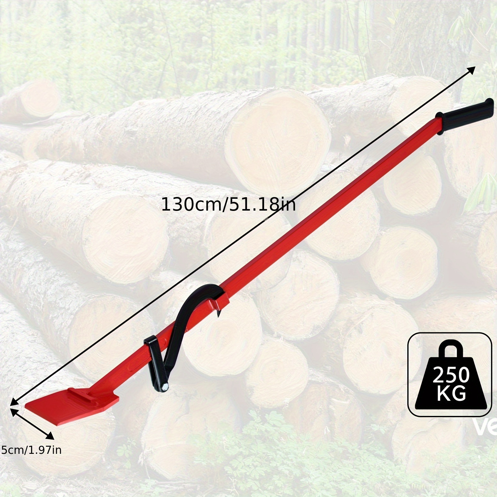 Image of 130cm Log Lifter Felling Lever Heavy Duty With Turning Hook Felling Aid Turning Aid Handle