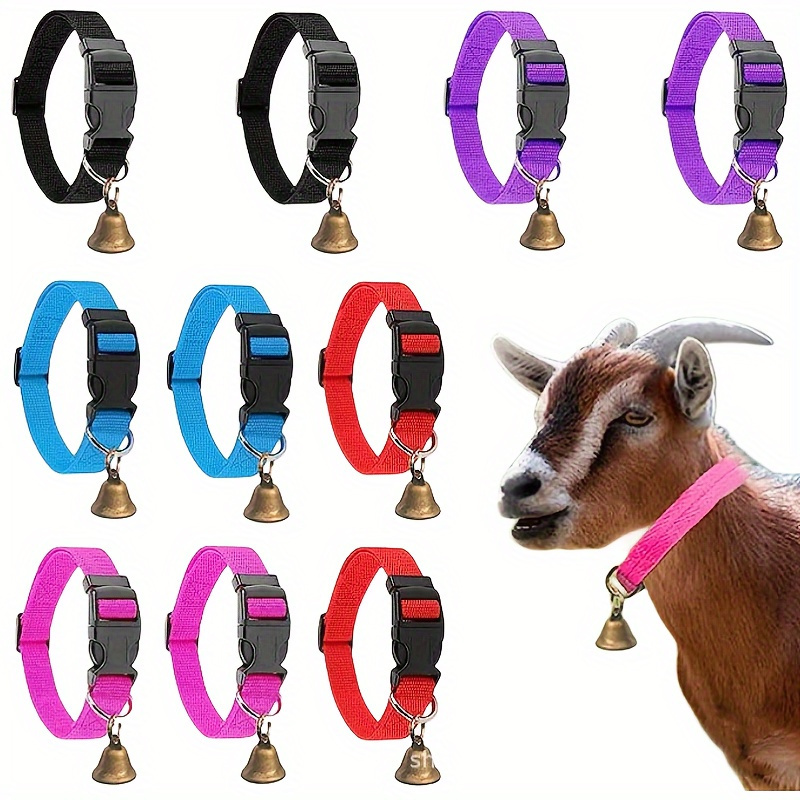 

5 Pcs Adjustable Nylon Collars With Copper Bells For Goats: Pet Anti-loss Loud Bronze Bells For Animals - Sheep, Cows, And Horses