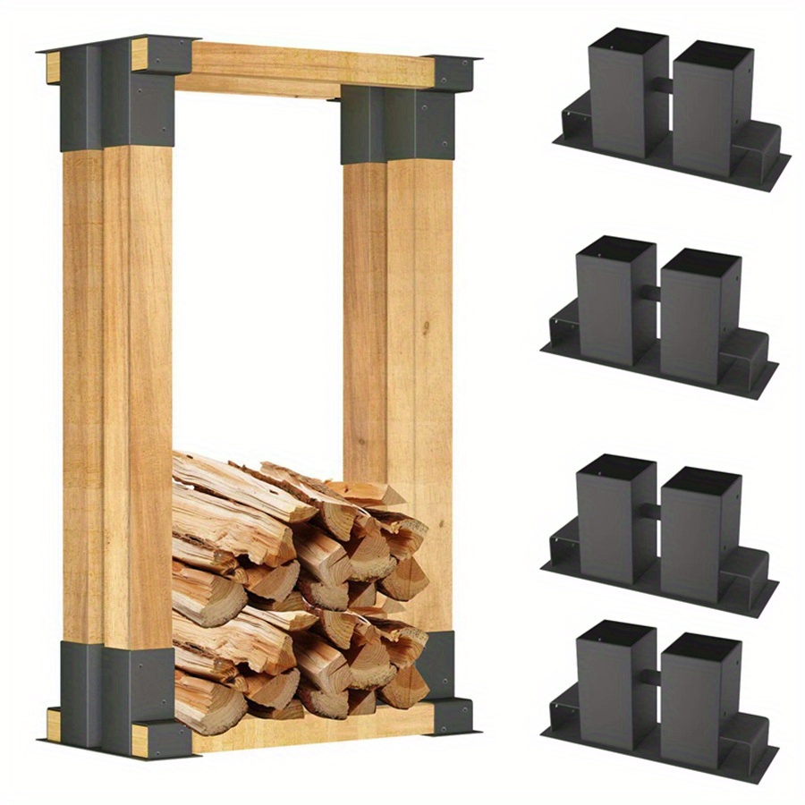 

4/8/12 X Wood Stacking Aid Wood Stack Holder Firewood Fireplace Rack Galvanized