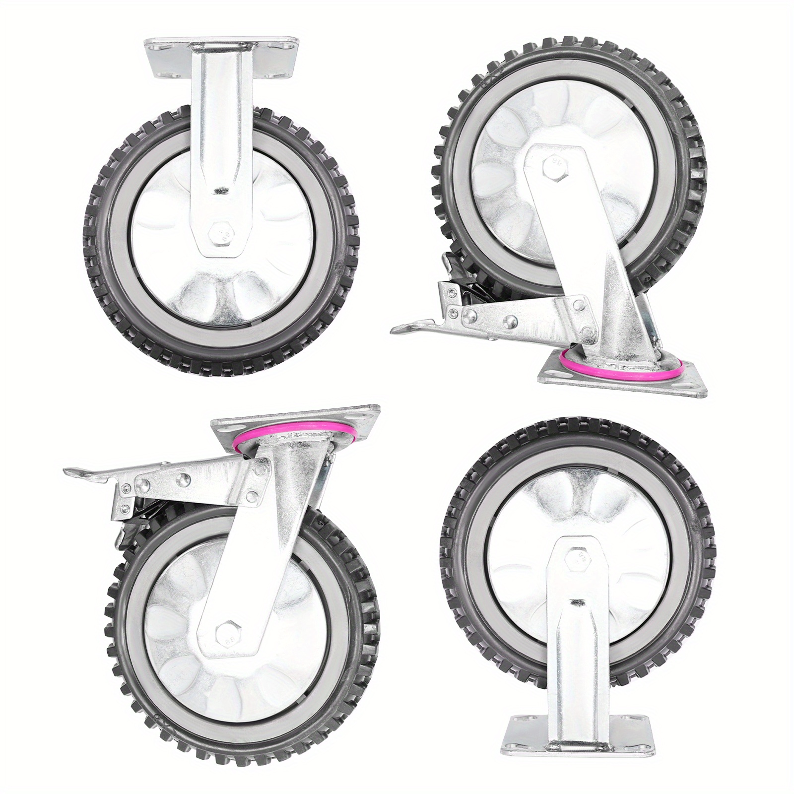 Image of Laufrollen, Transport 4-räder, 4pcs-räder, 8-zoll-laufrollen (2 Graue Richtungsbremsen+2 Graue Bremsen)