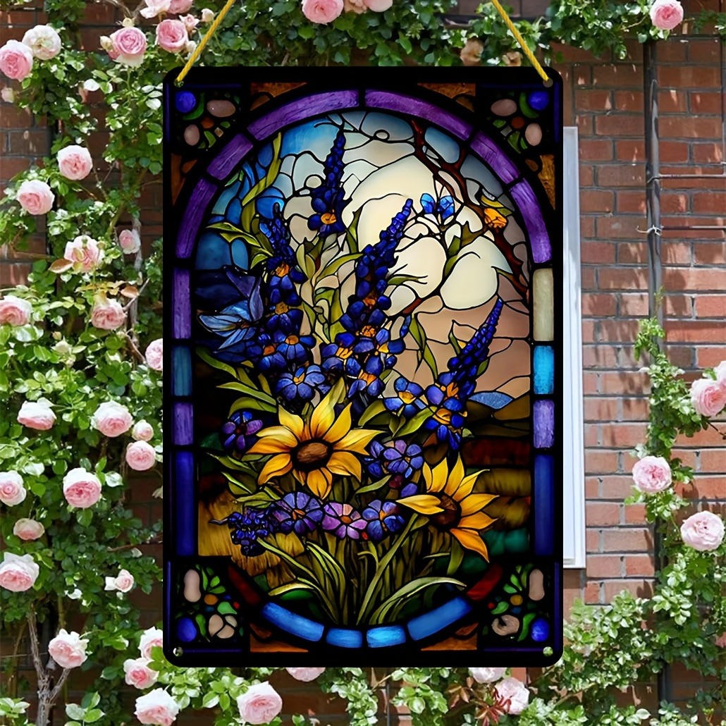 

1pc Vibrant Floral Acrylic Sun - Stained Glass-style Window Hanging With Lanyard, Home & Garden Decor, Ideal Birthday Or Housewarming Gift, Indoor/outdoor Use (7.8x11.8 Inches)