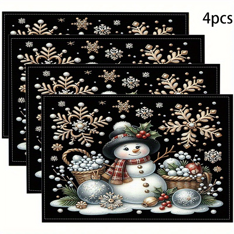 

4pcs Set Christmas- Placemats - -, For Dining &
