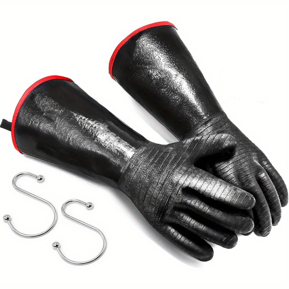 

1472°f Thicken Heat Resistant Gloves For Grill Bbq W/ S-hook Kitchen Oven Mitts Waterproof Grill Gloves Neoprene Coating Waterproof Oil Resistant Grilling Gloves Neoprene