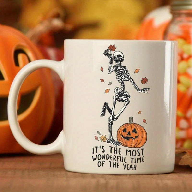 

1pc It's The Most Wonderful Time Of The Year Skeleton Mug, Skeleton Mug, Mug, Skeleton Mug, Dancing Skeleton Mug