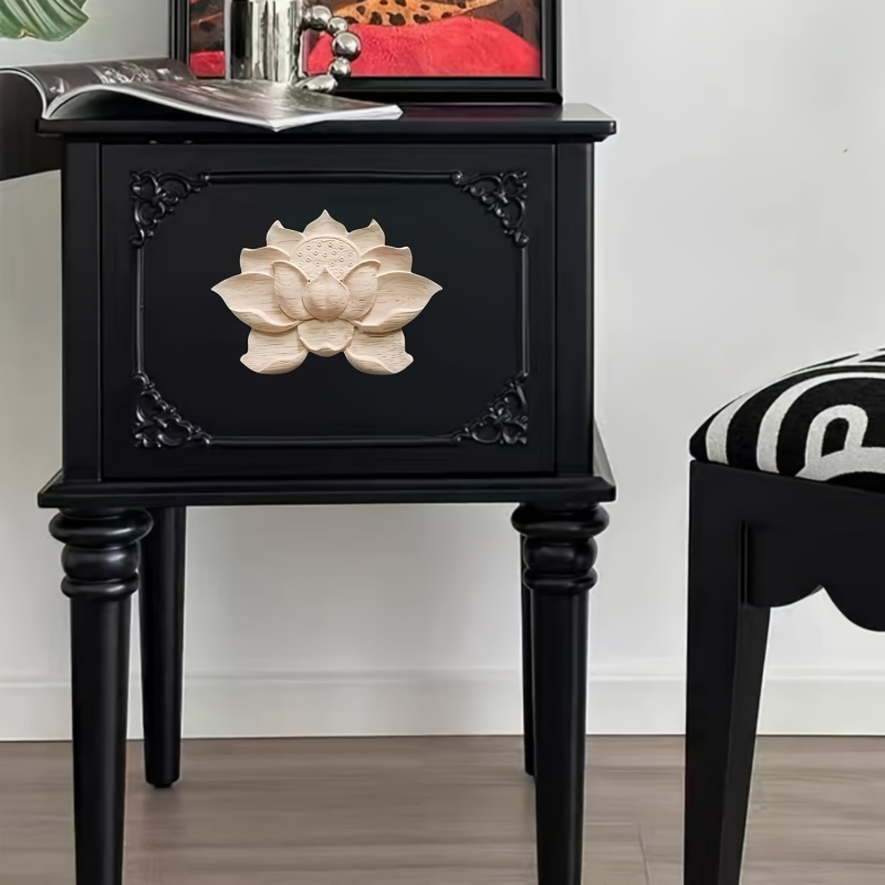 

2 Pieces Of Unpainted Wooden Lotus - Perfect For Diy Furniture Decoration - 4.13 Inches X 2.95 Inches