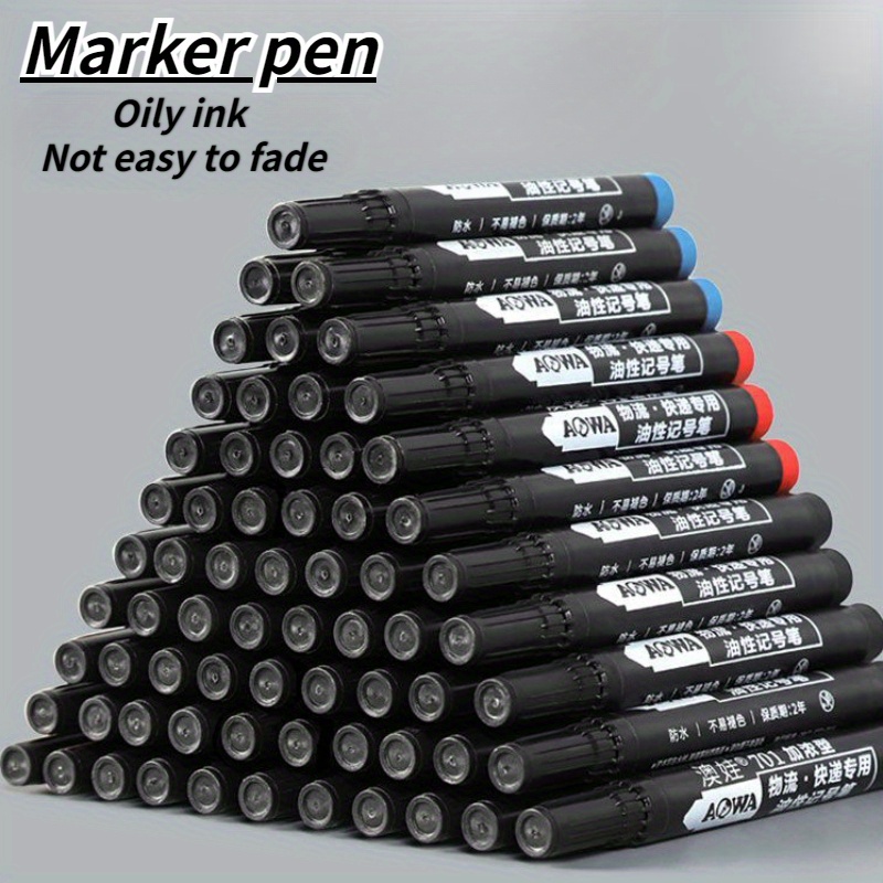 

Waterproof Black Oil-based Marker Pen, Non-erasable, Medium Tip For & Labeling - Refillable