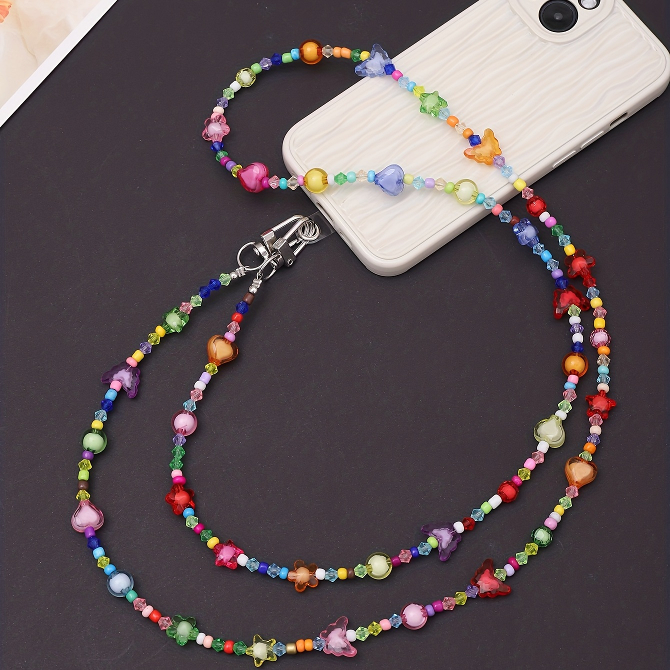 

Special-shaped Beads Long Slant Mobile Phone Lanyard - 24in/60.96cm - 38g - Other Plastic Material