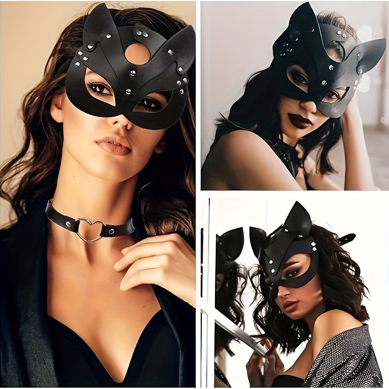 

Ensemble Masque et Collier en Similicuir Noir à Thème Super- pour Femme Chat - pour & Cosplay