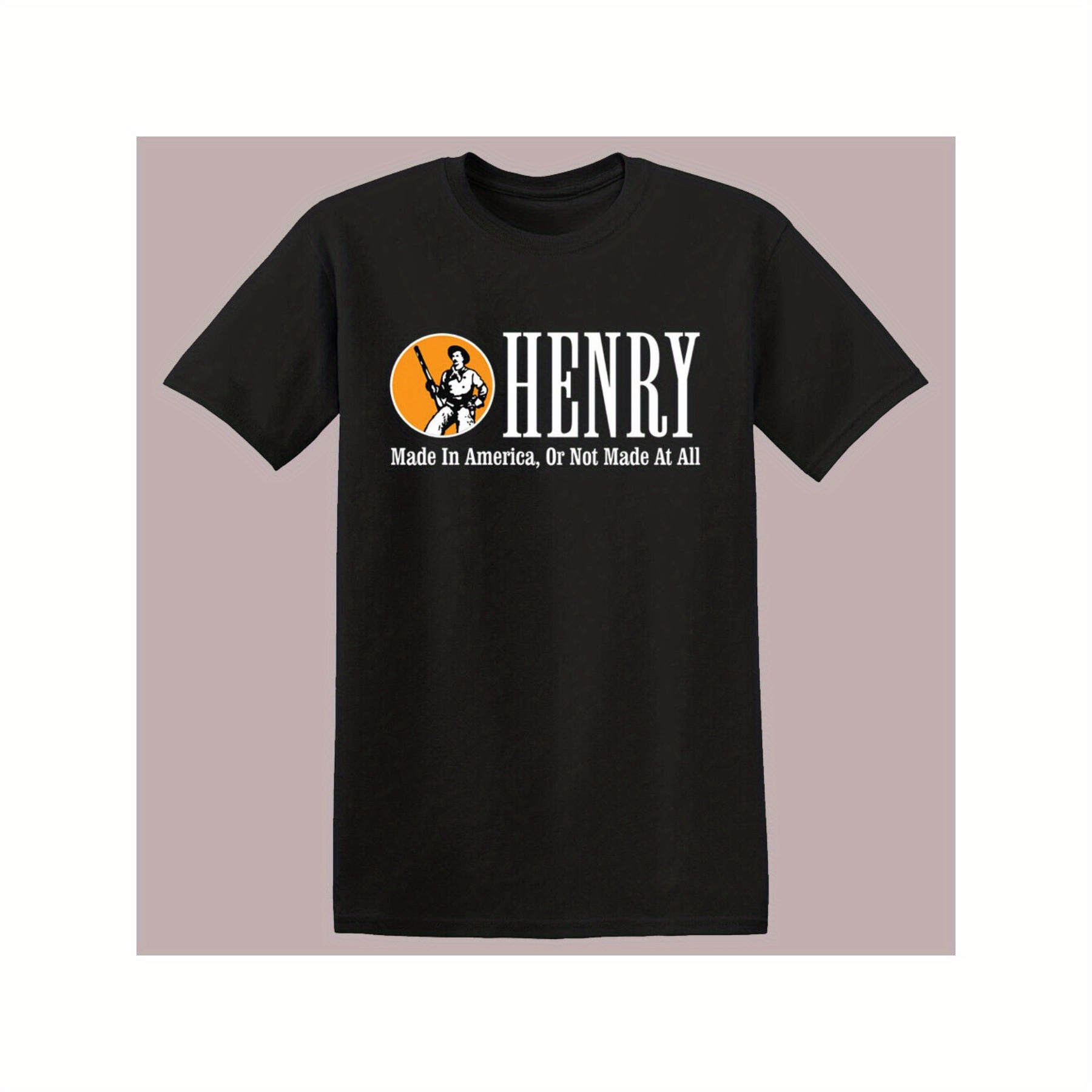 

Henry Graphic Tee For Men, 100% Cotton Crew Neck T-shirt, Casual Knit Fabric Top With Alphabet Pattern, Regular Fit - Black