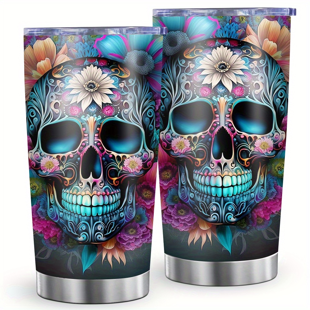 

Halloween 1pcs 20oz Stainless Steel Heat Cold Insulation Water Bottle Vacuum Cup, Flower Prints Tumblerful, Suitable Party, Gift