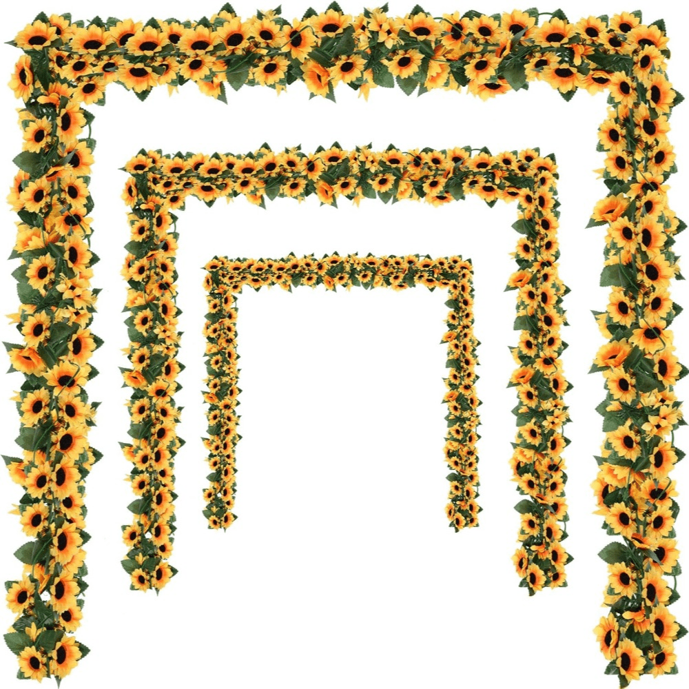 

4pcs Artificial Sunflowers Long Vine, Suitable For Wedding Door Decor Party Decoration, , Thanksgiving, Home Decoration, Holiday Decoration - 92.51inch/235cm