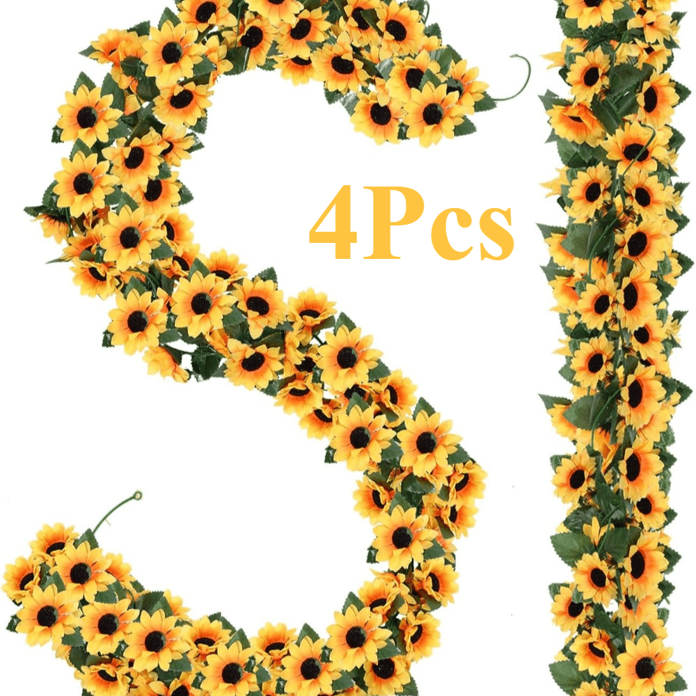 4pcs, Artificial Sunflower Garland, 92.51inch/235cm Suitable For Wedding Home Party Decoration, , Thanksgiving, Home Decoration, Holiday Decoration!