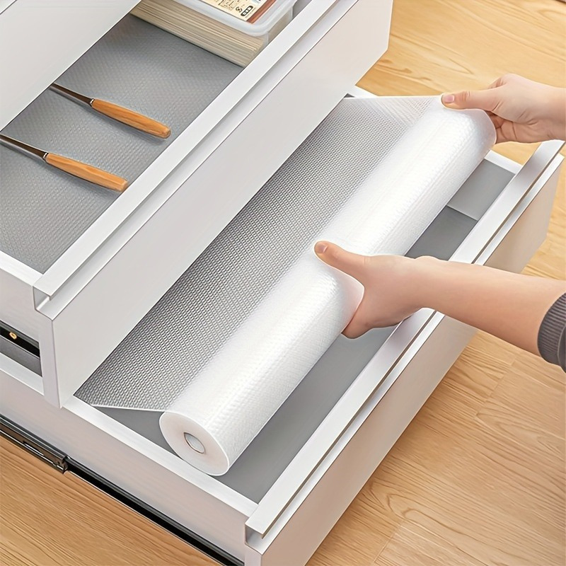 

1 Roll - Premium Pvc Kitchen Cabinet Liner - Moisture-proof, With Non-slip Grip | Easy To Clean Drawer & Shelf Mat For Fridge, Table, And Cabinets, Ideal For Use, Refrigerator Liner Mats