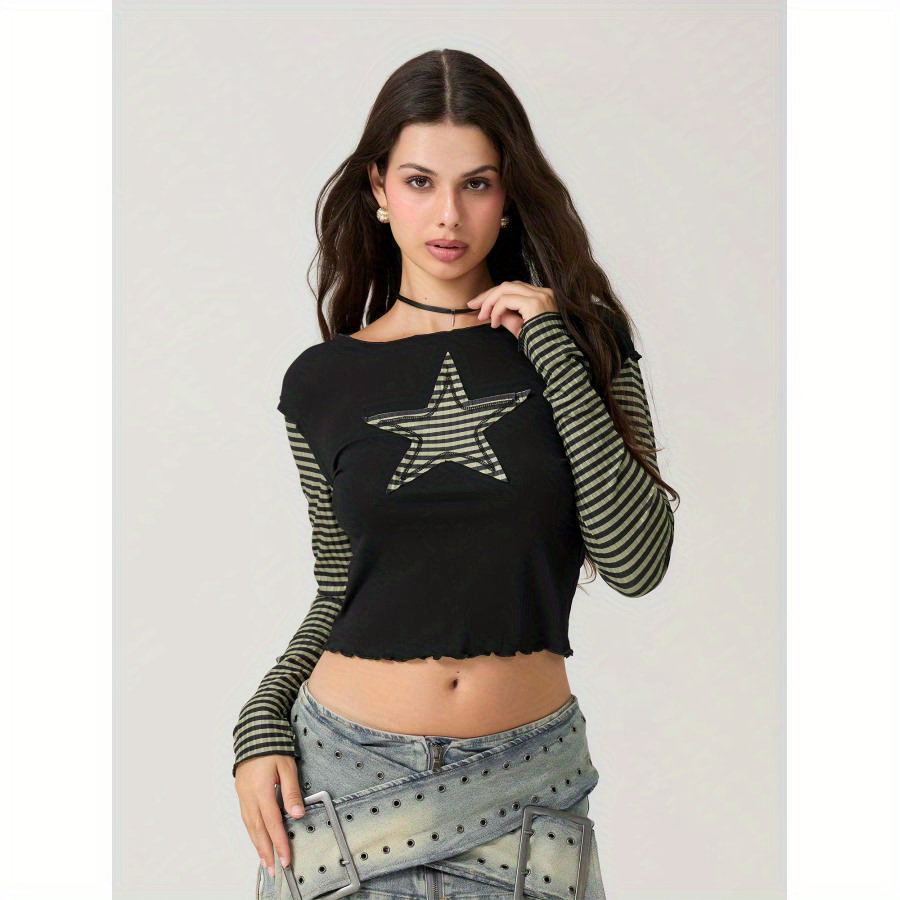 

Women T- Long Sleeve Stripes Fit Ladies For