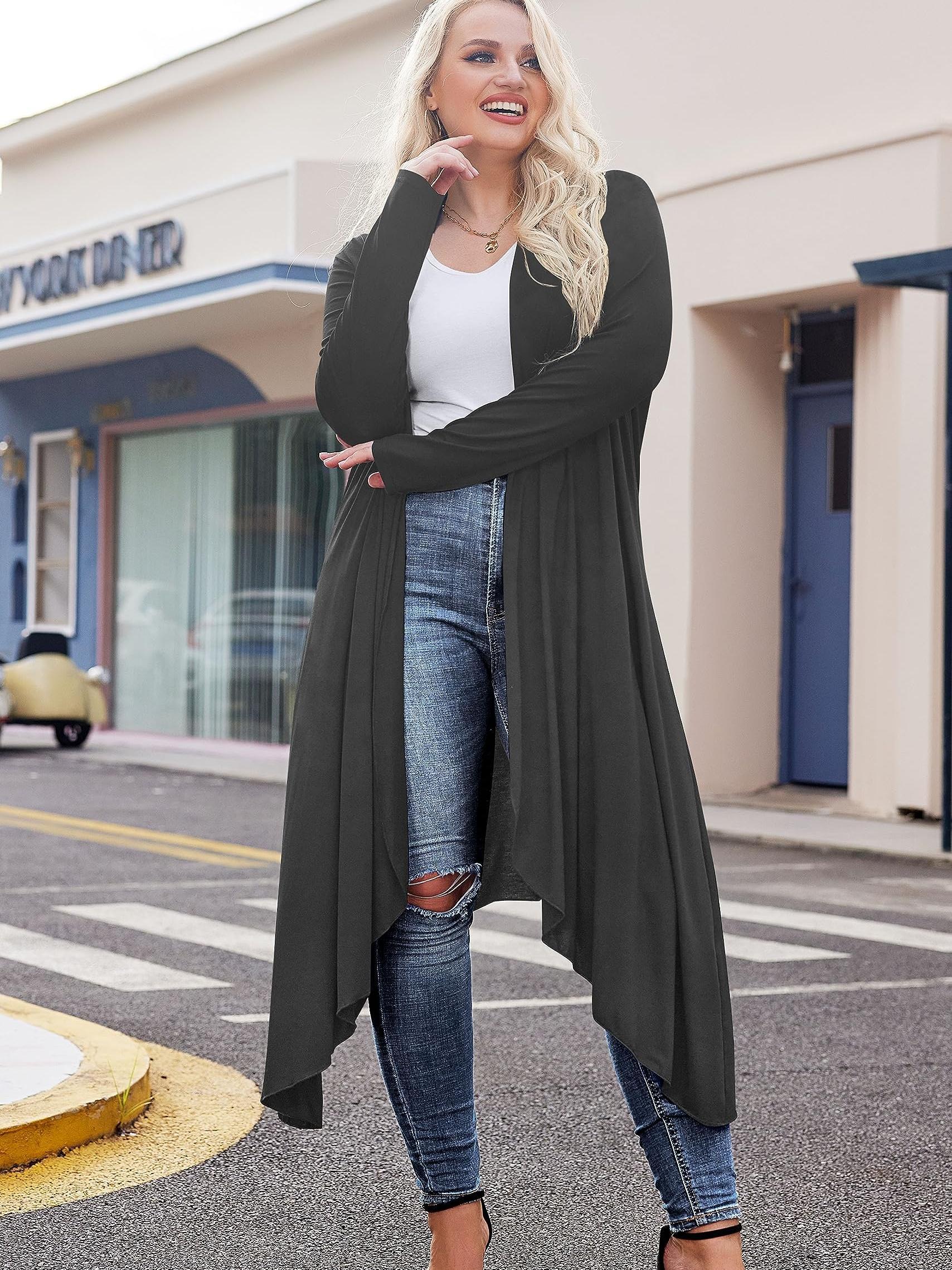 Black Cardigan Cute Duster Cardigans Eyeshadow Raw Edge Duster