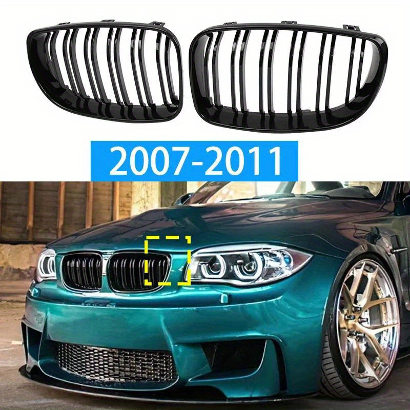 TEMU For 1 Series E81 E87 2008-2011 Gloss Black Grills Cover Car Front Bumper Facelift Grille