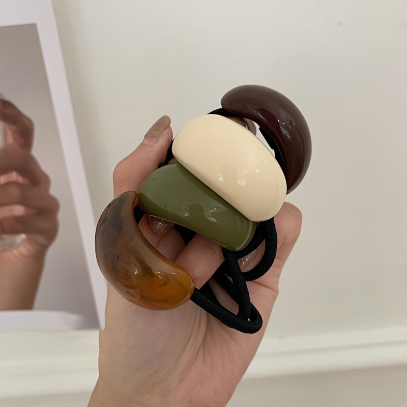 TEMU 4 Pièces Élégants Scrunchies Géométriques Ovales pour Femmes - Haute Élasticité, Parfaits pour les Cheveux, Cordeaux Semi-Circulaires Stylés,
