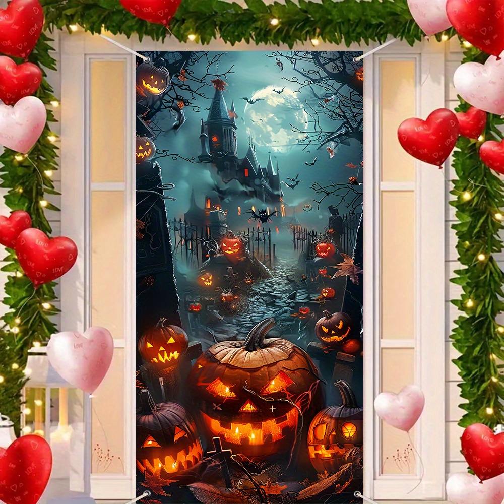 

Door Cover Decoration - 1pc, Scene Polyester Banner, No Electricity Needed, Ideal For Festive Outdoor Party Decor (35.4in X 70.8in)