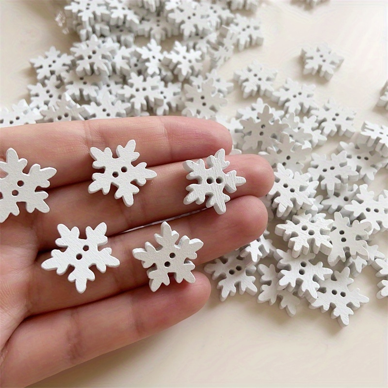 

50pcs Snowflake Wooden Buttons For Crafts - Diy Christmas Decor, Sewing, Scrapbooking, Card Making & Decorative Projects - Versatile Wood Crafting Supplies