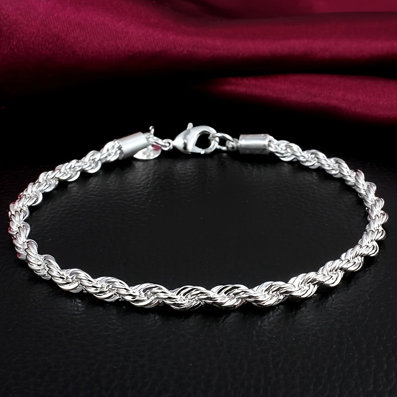 

Fashionable 925 Silver Plate Twisted Anklet Bracelet Festival Snake Chain Choker Bracelet Birthday Gift Valentine's Day Gift